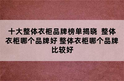 十大整体衣柜品牌榜单揭晓  整体衣柜哪个品牌好 整体衣柜哪个品牌比较好